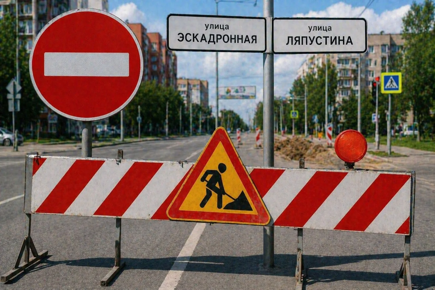 Перекрёсток улиц Эскадронной и Ляпустина в Екатеринбурге закроют на полтора месяца с 25 мая