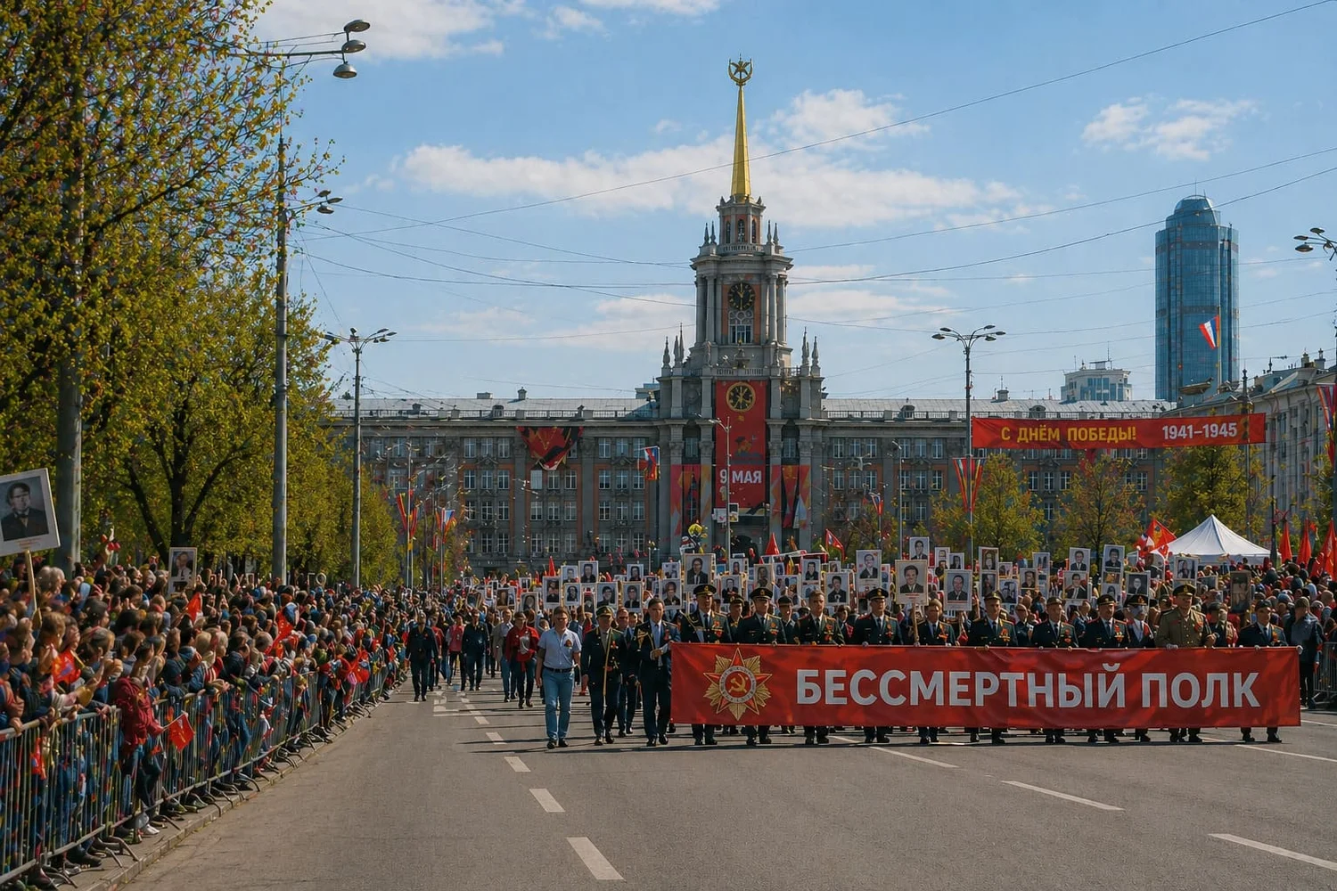 Центр Екатеринбурга перекроют в День Победы: для «Бессмертного полка» и салюта